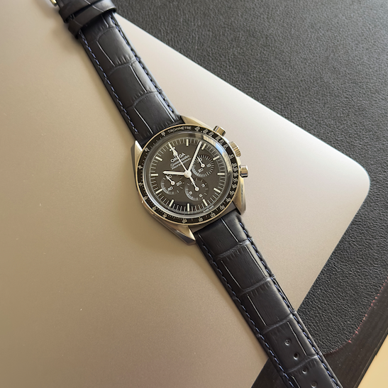 Matte Navy Croc Emboss Strap