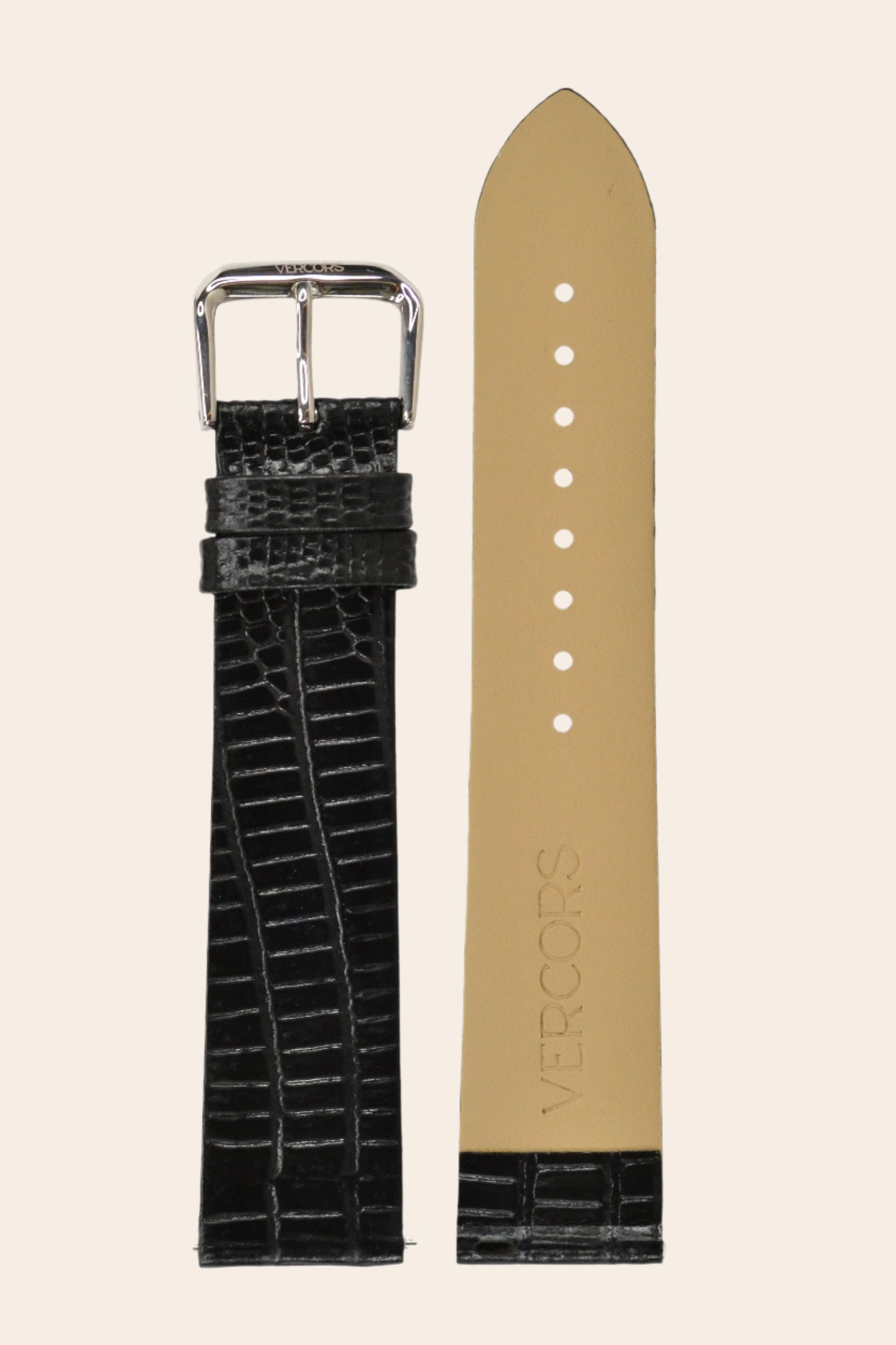 Matte Black Lizard Emboss - Stitch-less Strap