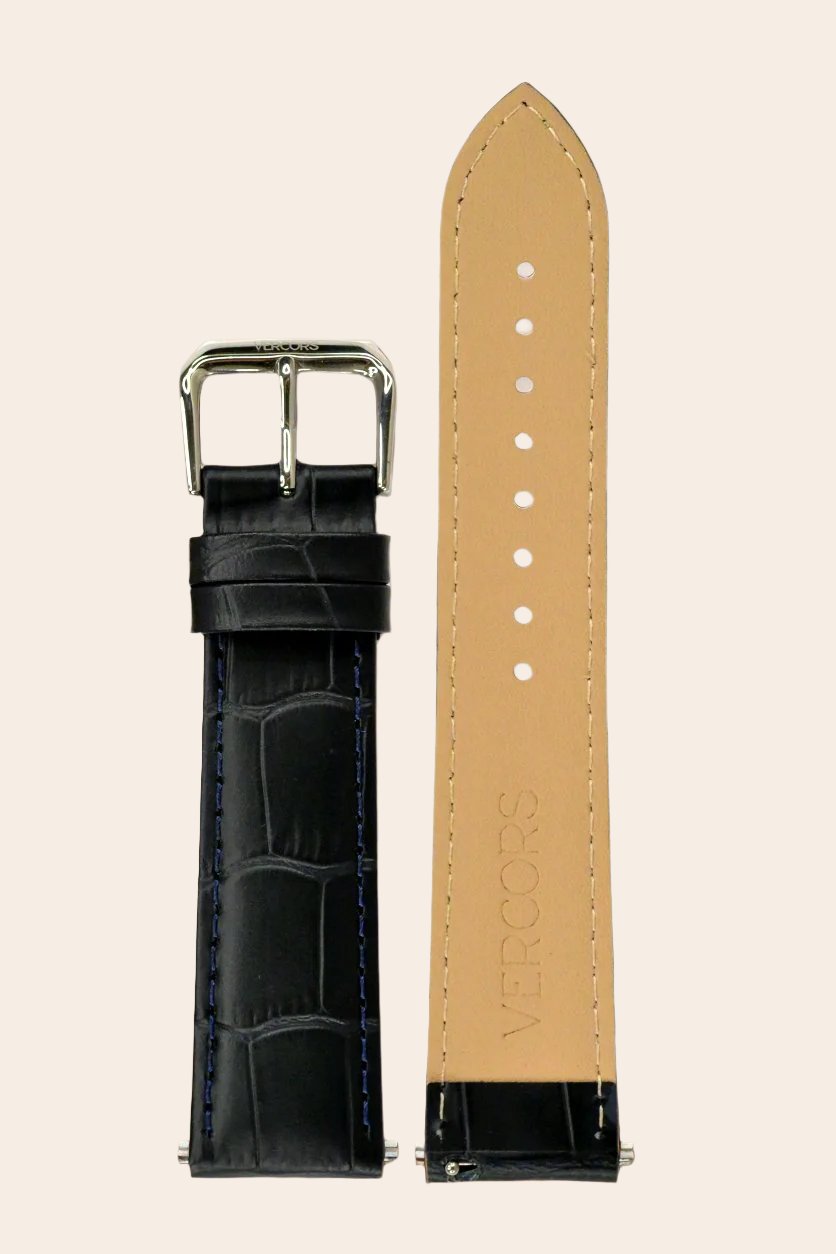 Matte Navy Croc Emboss Strap