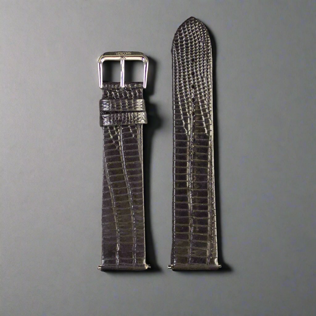 Matte Black Lizard Emboss - Stitch-less Strap