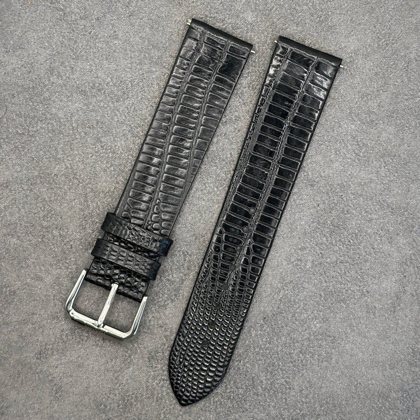 Matte Black Lizard Emboss - Stitch-less Strap