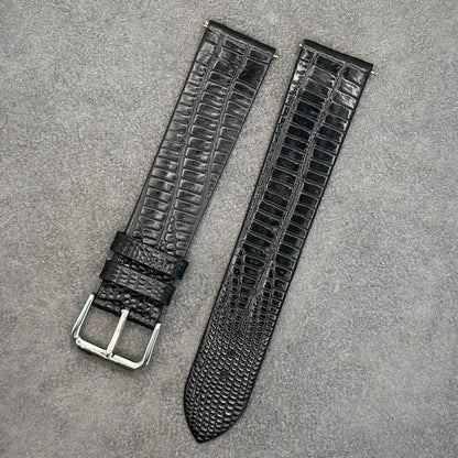 Matte Black Lizard Emboss - Stitch-less Strap